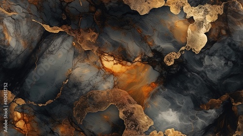 Alcohol ink artistic abstract background in brown and black. Created using generative ai.