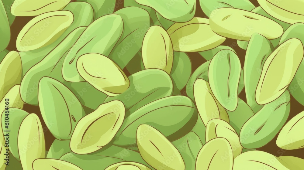 Organic Lima Beans Legumes Cartoon Horizontal Background Illustration