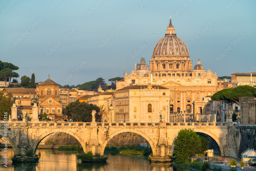 St. Peter's basilica at morning light  in Vatican. Italy