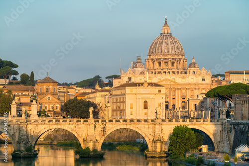 St. Peter's basilica at morning light in Vatican. Italy
