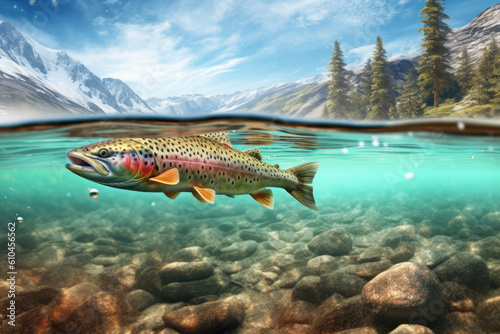 Salmon in the Northwest early spring created with Generative AI Technology, ai, generative