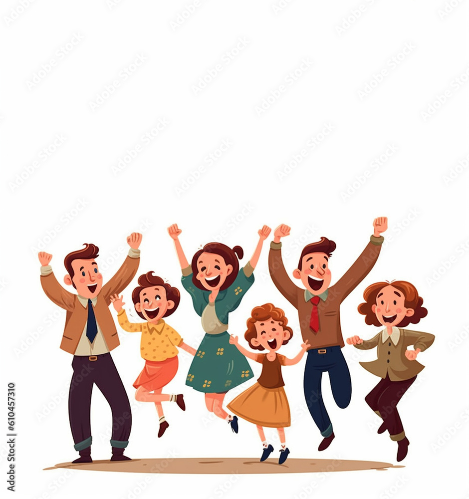 Obraz premium Happy Family Jumping up with excitement. generative ai