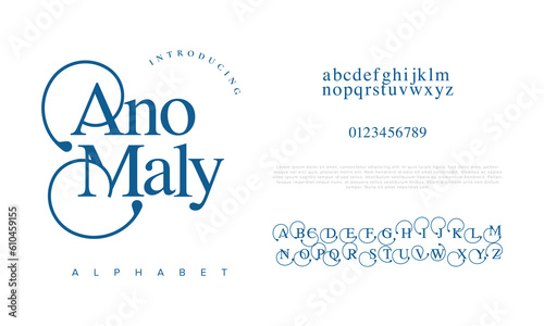 Elegant luxury abstract wedding fashion logo font alphabet. Minimal classic  urban fonts for logo, brand etc. Typography typeface uppercase lowercase and number. vector illustration