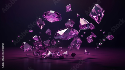 Diamond with tint on the purple background Created with Generative AI technology.