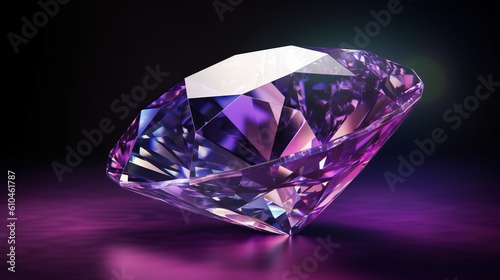 Diamond with tint on the purple background Created with Generative AI technology.