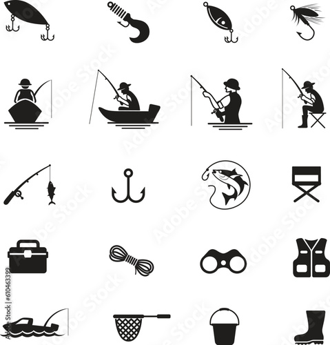 fishing icon set