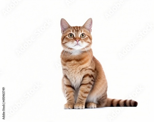 Cute cat looking to top isolated in white background