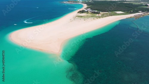 Aerial view of Jibei Island, a famous tourist destination for water sports in Baisha, Penghu County, Taiwan.
 photo