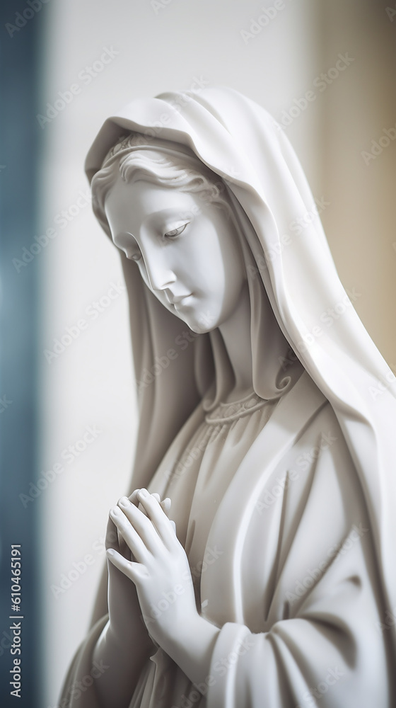 Closeup da bela estátua de nossa senhora da graça virgem Maria na igreja Closeup da bela estátua de nossa senhora da graça virgem Maria na igreja