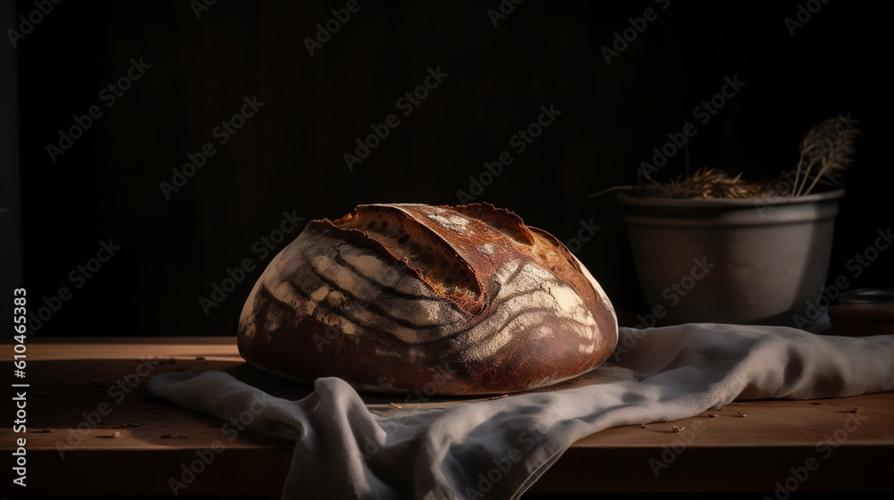 Artisanal Sourdough Bread Loaf image created by Generative AI