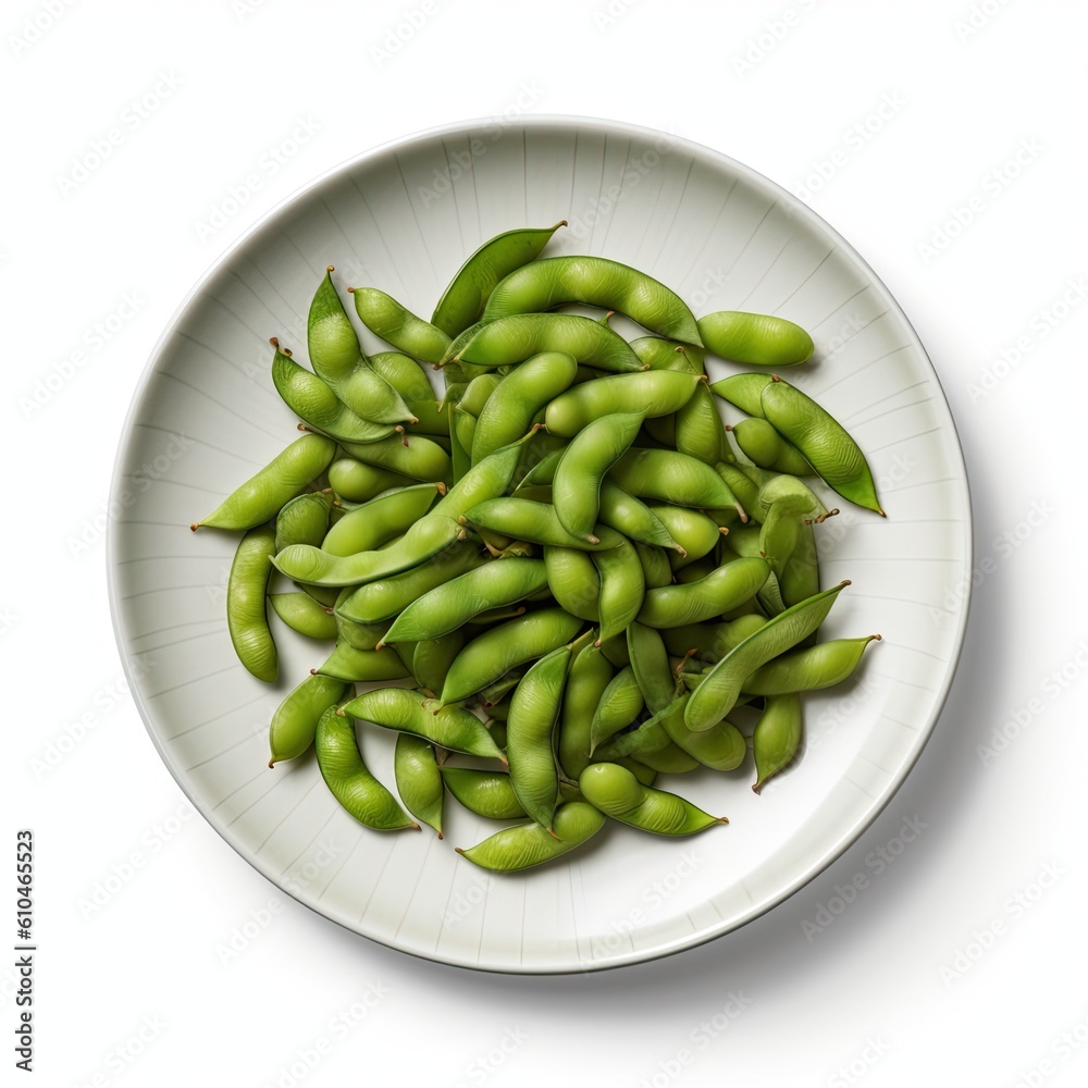 Edamame on a White Background. Generative AI Edamame on a White Background. Generative AI