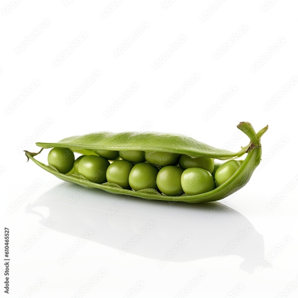 Pea Pod on a White Background. Generative AI Pea Pod on a White Background. Generative AI