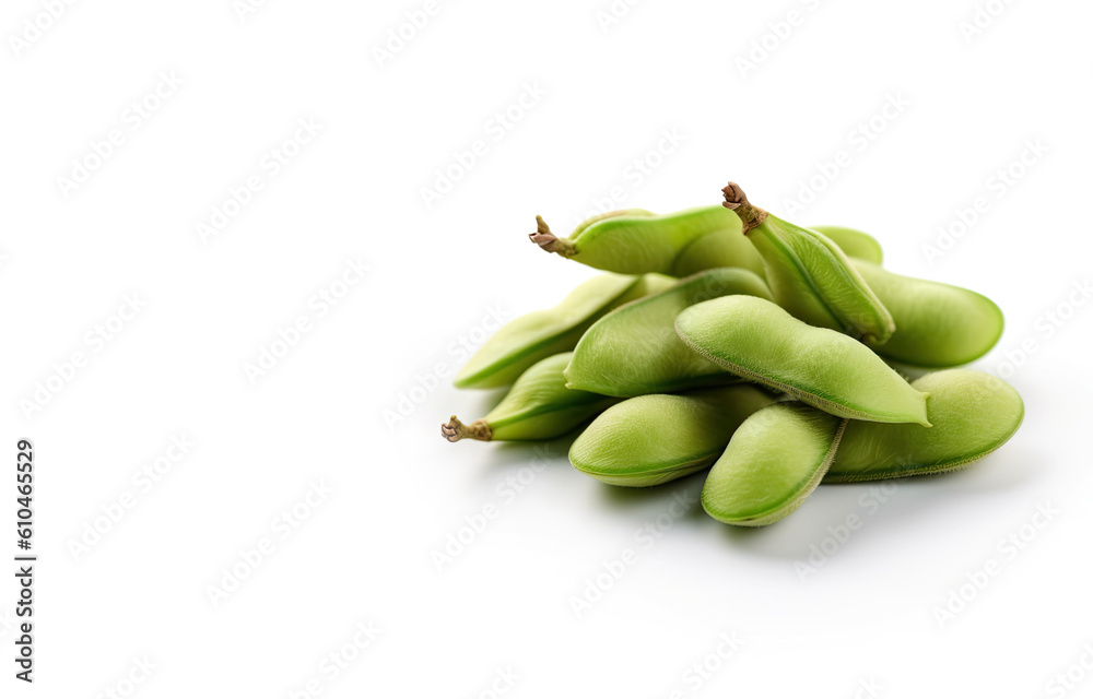 Edamame on a White Background. Generative AI Edamame on a White Background. Generative AI
