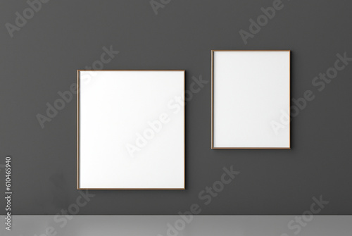 Foto beautiful mockup of 2 paintings with white altarpieces on a gray background on t