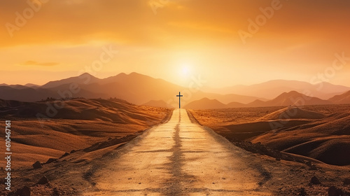 cruxifixo crus de jesus cristo em lindo por do sol, simbolo da fé cristã 