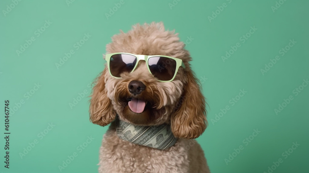 cachorro rico com óculos de sol 