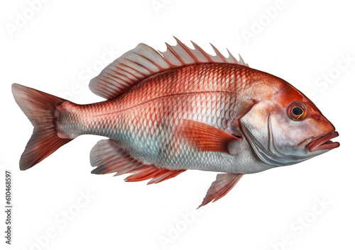 Snapper fish isolated on transparent background. Generative AI.