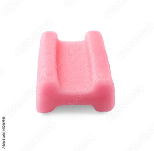 One pink chewing gum isolated on white