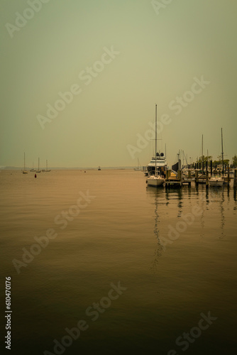 Tranquil seascape at the marina in Noank in Connecticut photo