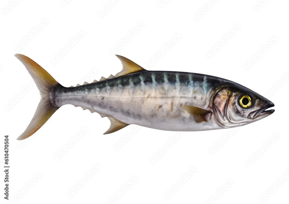 Atlantic mackerel isolated on transparent background. Generative AI. Atlantic mackerel isolated on transparent background. Generative AI.
