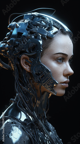 bela mulher cyberpunk futurista , tecnologia avançada 