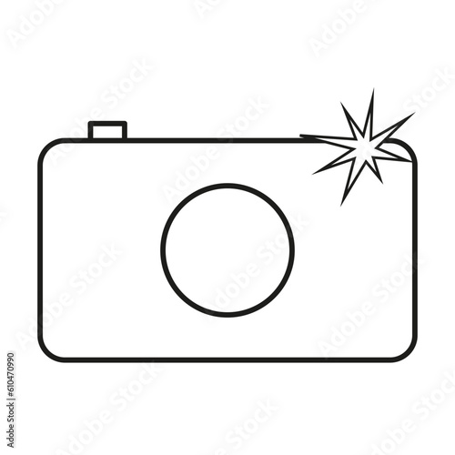 camera with flash icon, photo shot light. professional paparazzi concept. photography process. Vector illustration. Stock image.