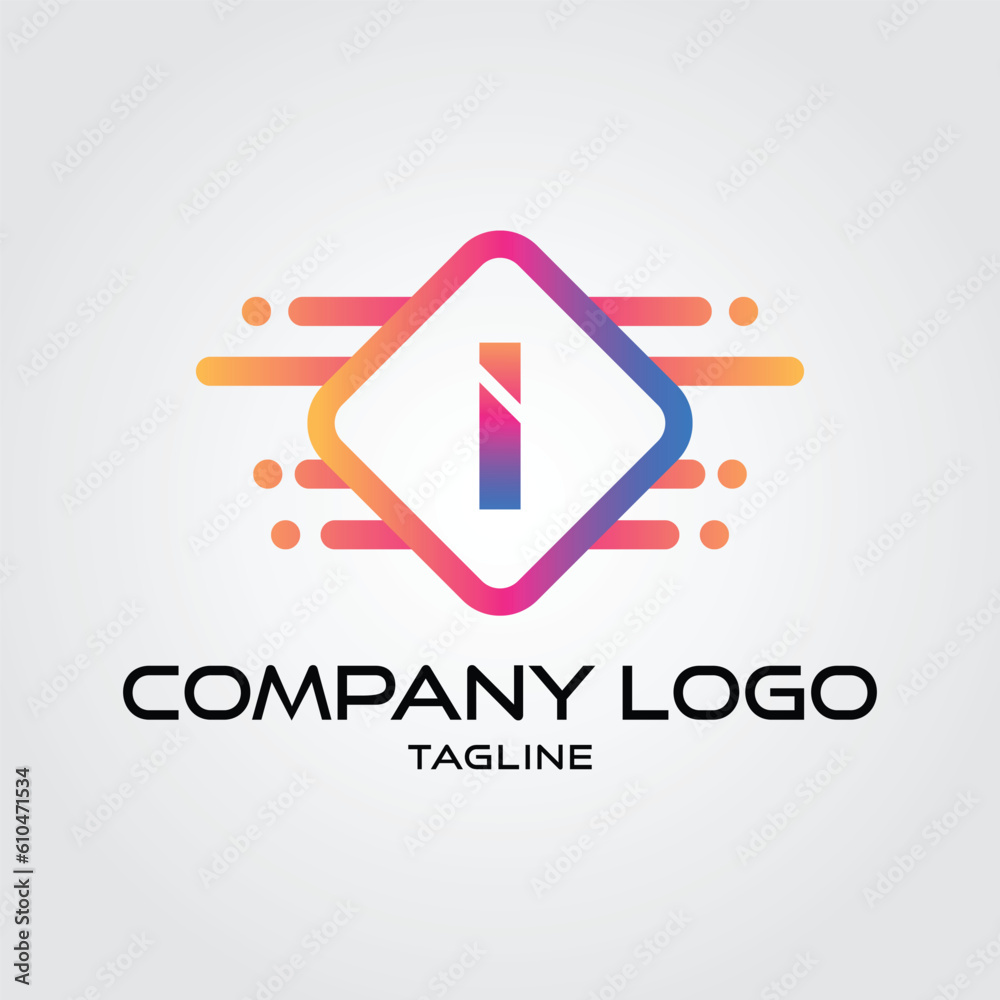 Fototapeta premium Modern initial I Tech Initial logo vector