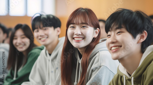smile young teenager group ...