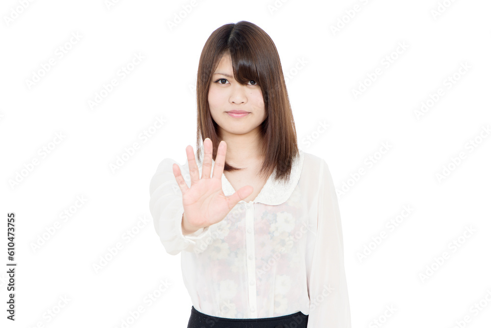 拒否する若い女性 拒否する若い女性
