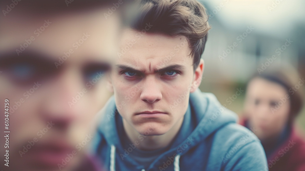 teenage girls and boys, bad mood anger and hate, upset and disappointed or arrogance or unfriendly loud behavior, teens with friends teenage girls and boys, bad mood anger and hate, upset and disappointed or arrogance or unfriendly loud behavior, teens with friends