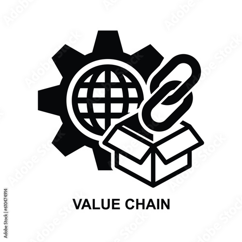 Value chain icon. Manufacturing costs strategy isolated on background