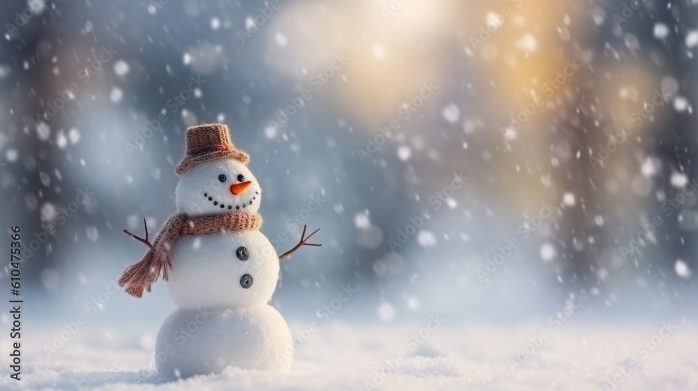 Obraz premium snowman with snowflakes