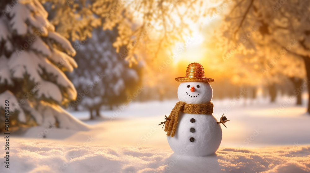 Fototapeta premium snowman with snowflakes