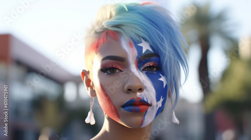 american flag, multiracial ...
