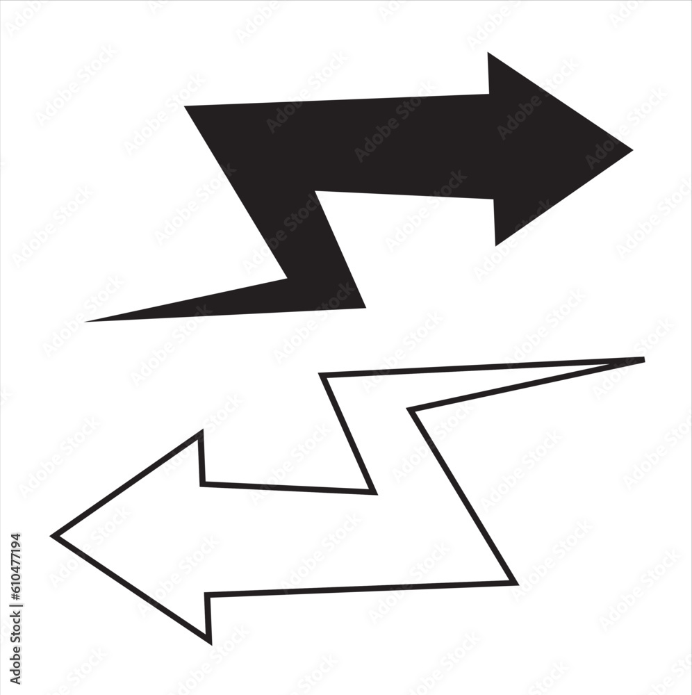 Simple flash arrow icon vector. Simple arrow icon on white background