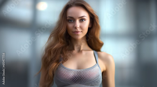 Young adult woman with a slim waist in a sporty or summery outfit, cropped shirt, fictitious place Free Download Young adult woman with a slim waist in a sporty or summery outfit, cropped shirt, fictitious place - GFXLoad