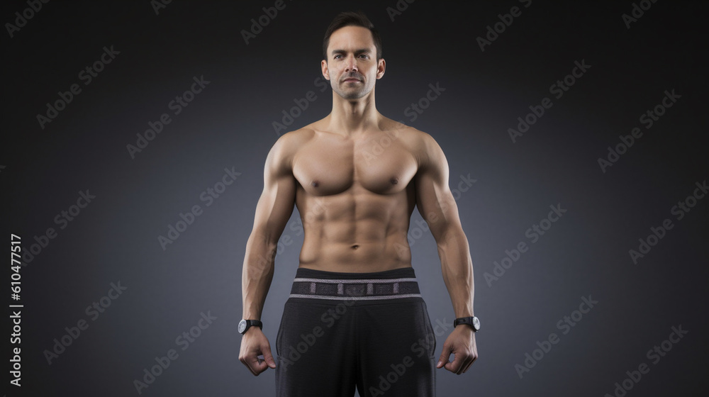 Fototapeta premium shirtless mature adult man, athletic, fitness and muscles