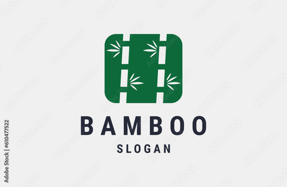 Fototapeta premium Bamboo logo template. Green bamboo tree vector design.