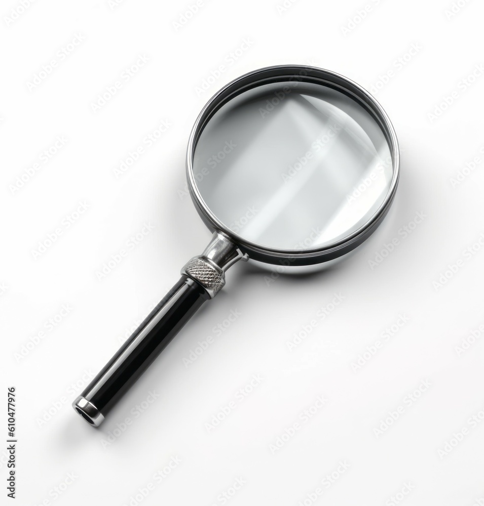 Magnifier on a light background. Investigation concept. AI generated, human enhanced Magnifier on a light background. Investigation concept. AI generated, human enhanced