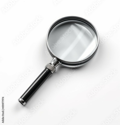 Magnifier on a light background. Investigation concept. AI generated, human enhanced
