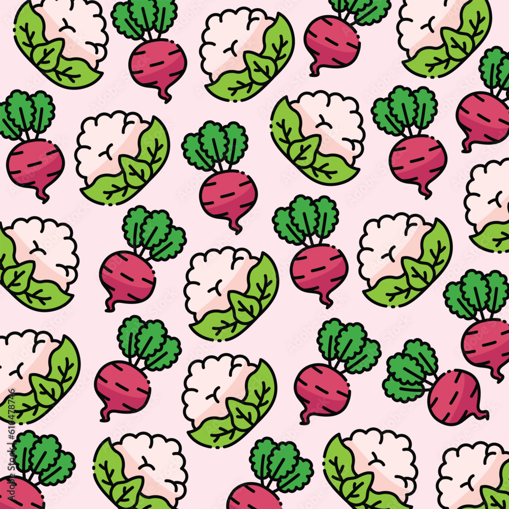 Turnip and cauliflower pattern design or background Turnip and cauliflower pattern design or background