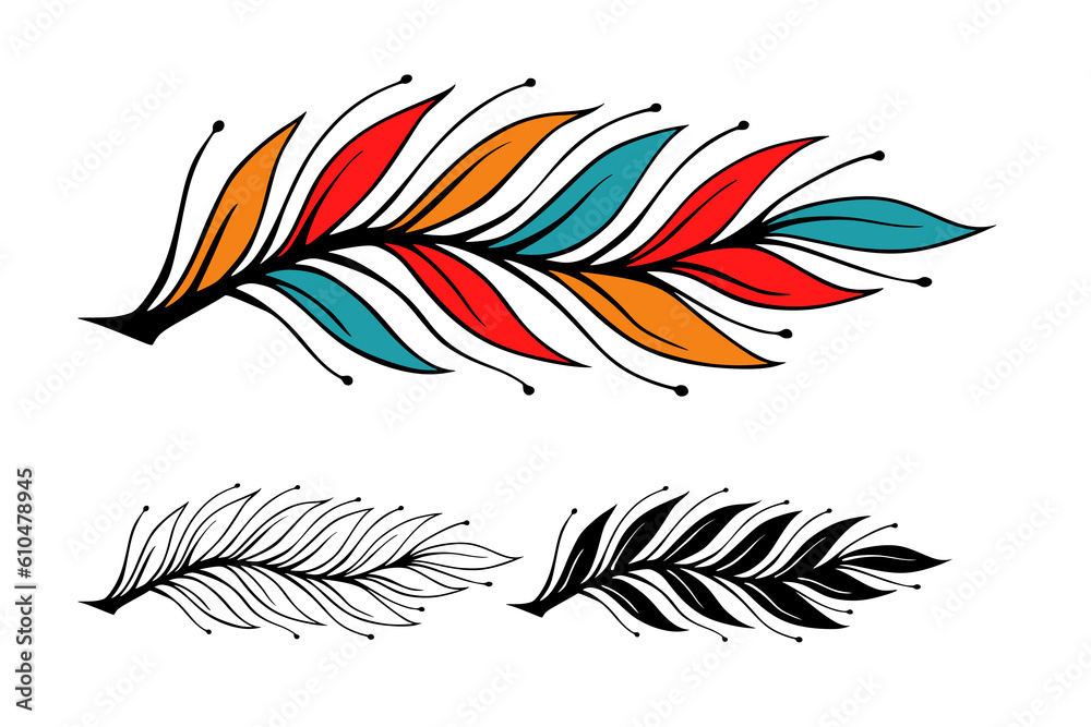 Obraz premium Colored leaves Vector illustration isolated on white