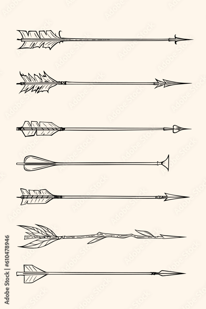 Bow arrow set vector illustration