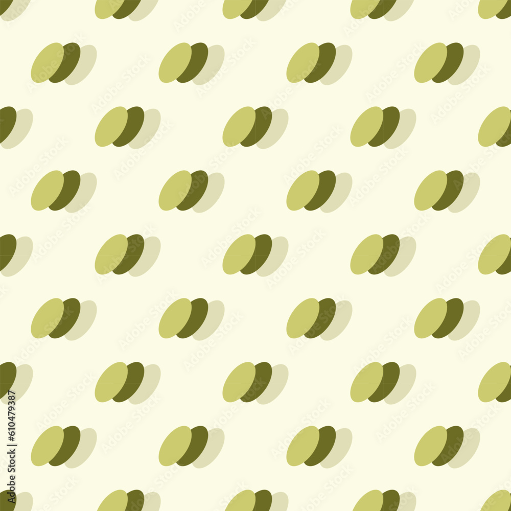 In this seamless pattern, three slanting and overlapping ovals, each of which is a yellow tone with a gradient of light and dark shades, placed on yellow tone background. looks strange, has dimensions In this seamless pattern, three slanting and overlapping ovals, each of which is a yellow tone with a gradient of light and dark shades, placed on yellow tone background. looks strange, has dimensions