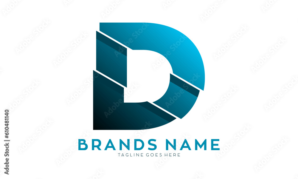 Letter D alphabet with fracture effect vector logo Letter D alphabet with fracture effect vector logo