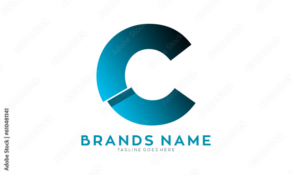 Letter C alphabet with fracture effect vector logo Letter C alphabet with fracture effect vector logo