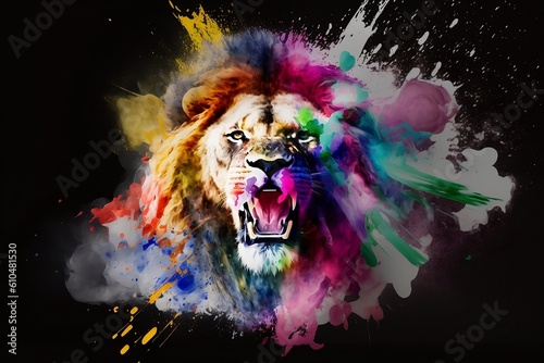 colorful lion art