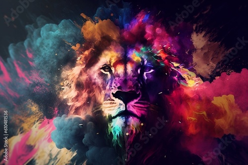 colorful lion art