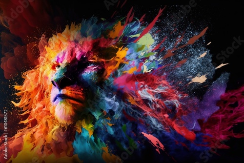 colorful lion art