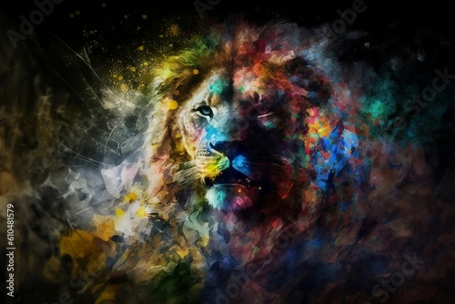 colorful lion art